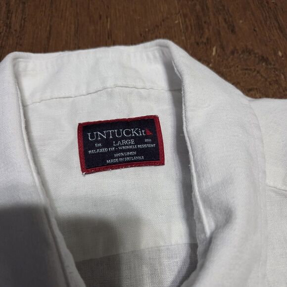 UNTUCKit Relaxed Fit Linen Shirt Large Wrinkle Free Button Up White - Picture 3 of 7